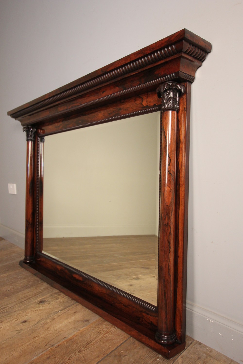 Large George IV Rosewood Overmantle Wall Mirror View III