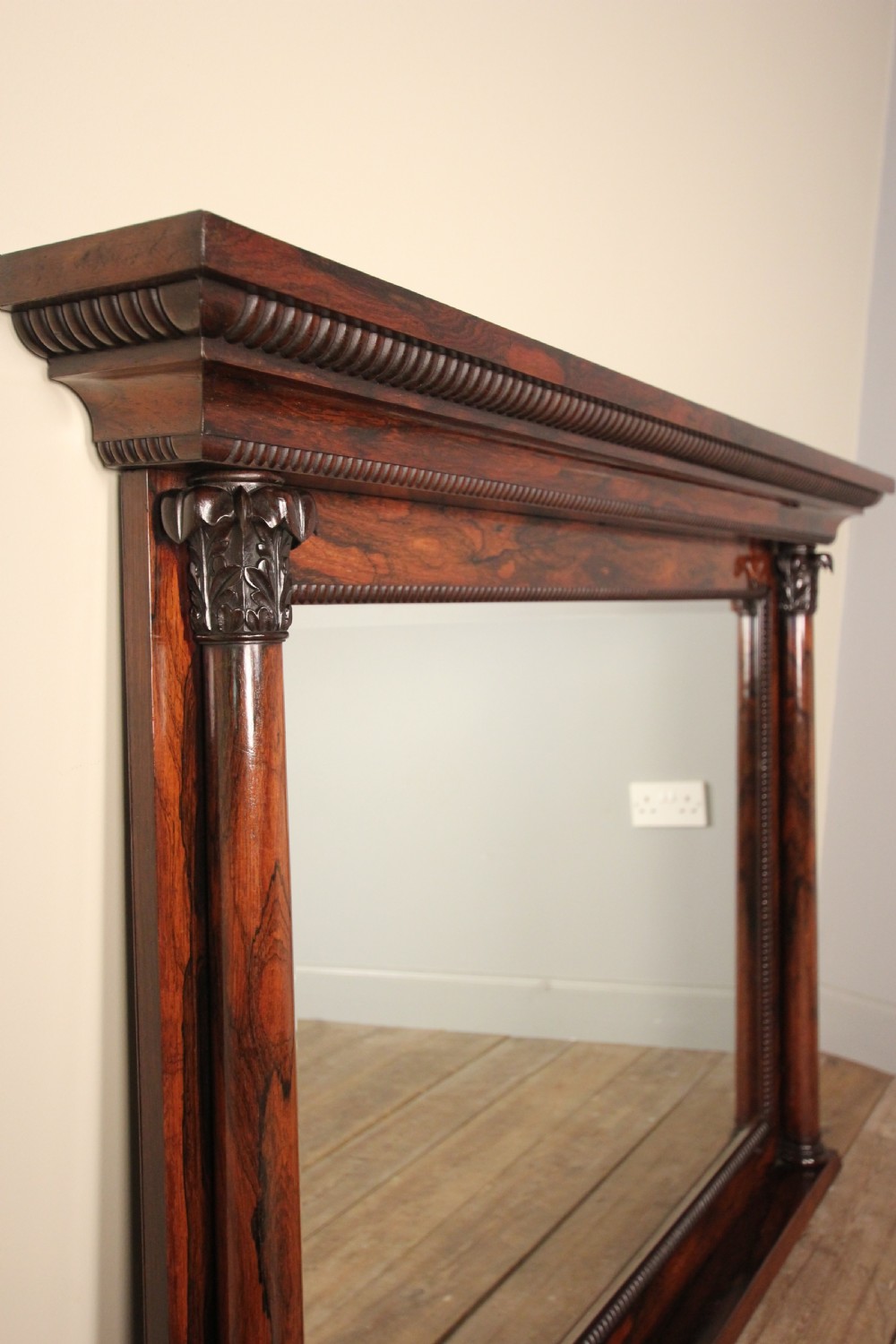 Large George IV Rosewood Overmantle Wall Mirror View VI