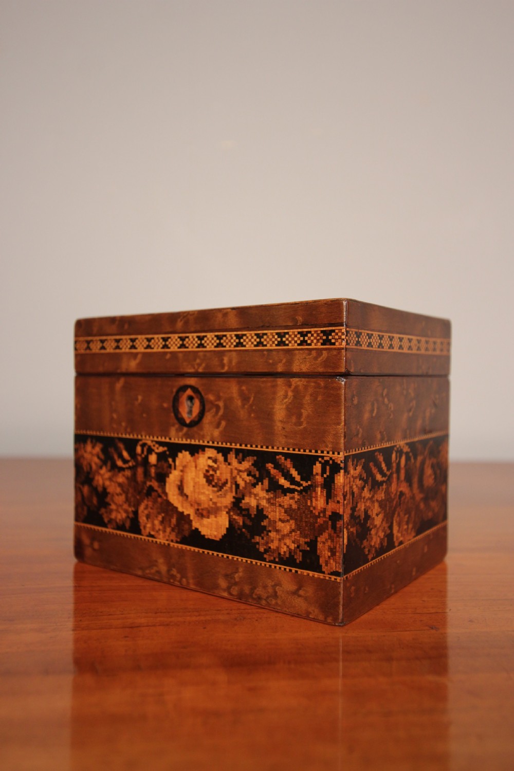 Super Little Tunbridge Ware Tea Caddy  View II
