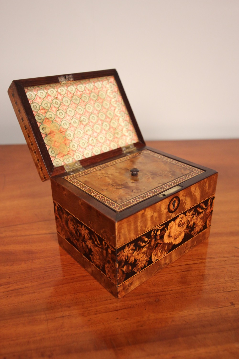 Super Little Tunbridge Ware Tea Caddy  View III