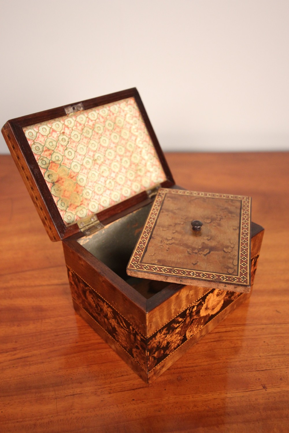 Super Little Tunbridge Ware Tea Caddy  View IV