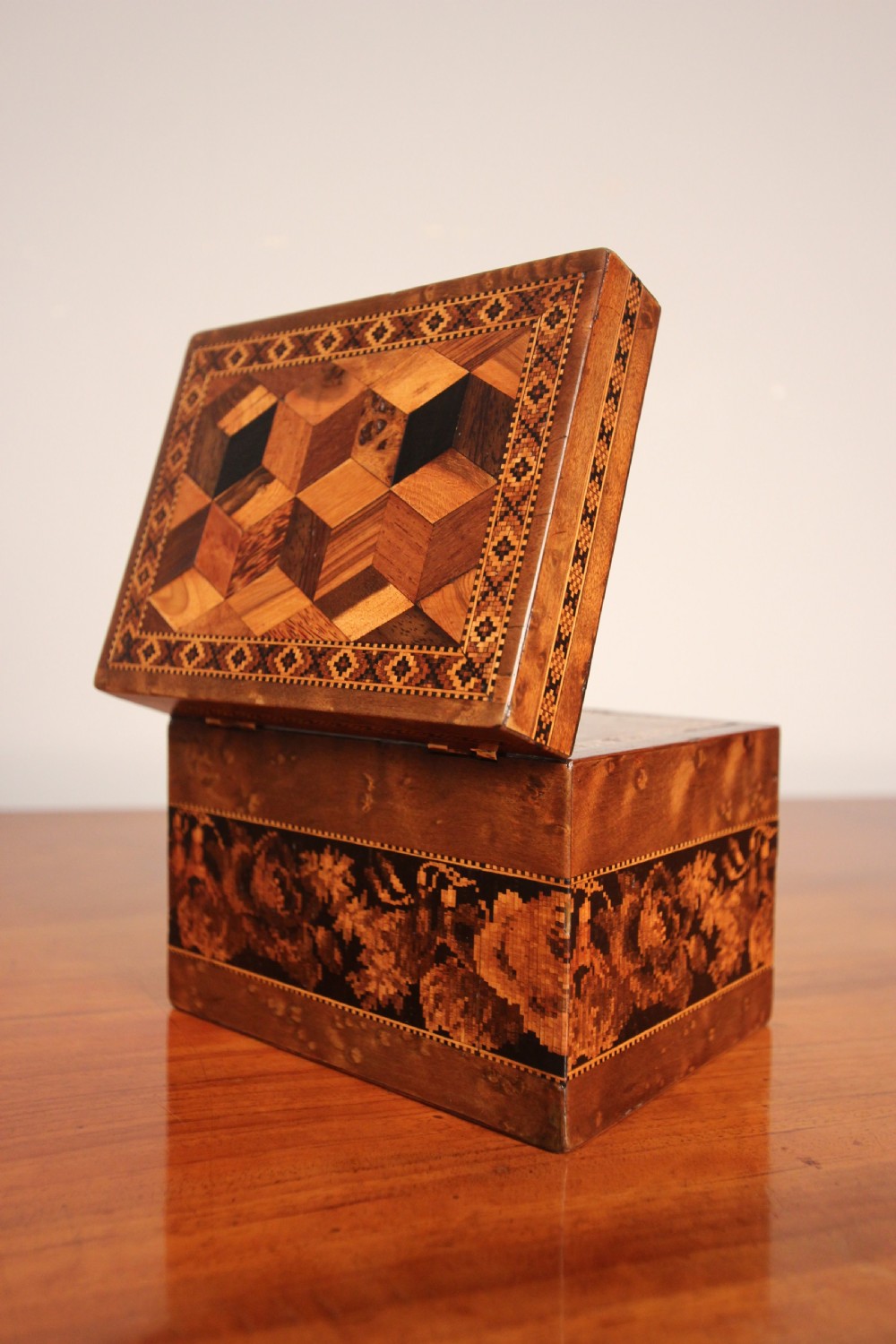 Super Little Tunbridge Ware Tea Caddy  View VI