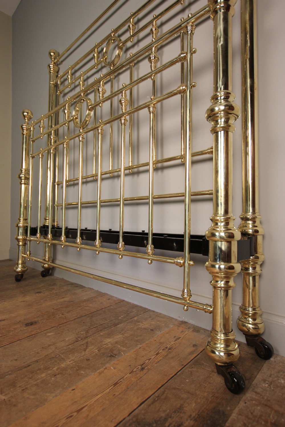 Impressive 19th C. King Size Brass Bed (5ft) View III