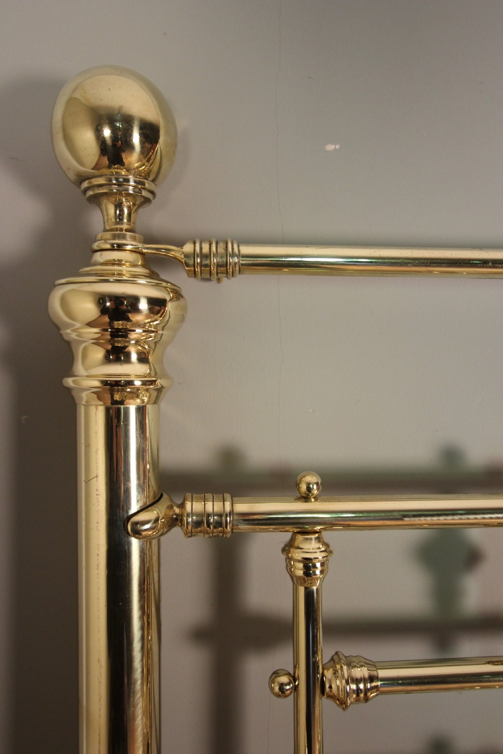 Impressive 19th C. King Size Brass Bed (5ft) View V