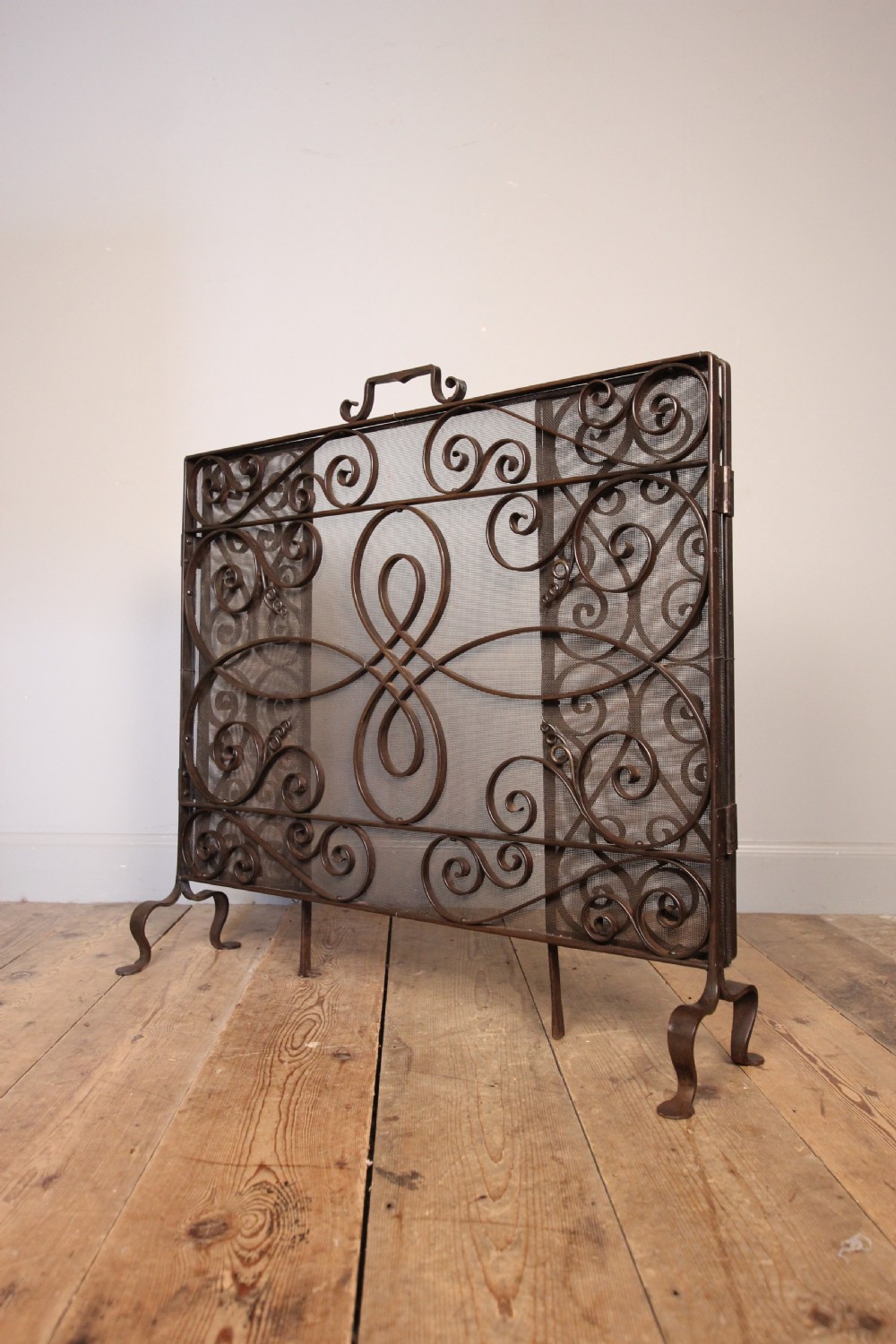 Stunning Edwardian Iron Fire Guard Screen View VIII