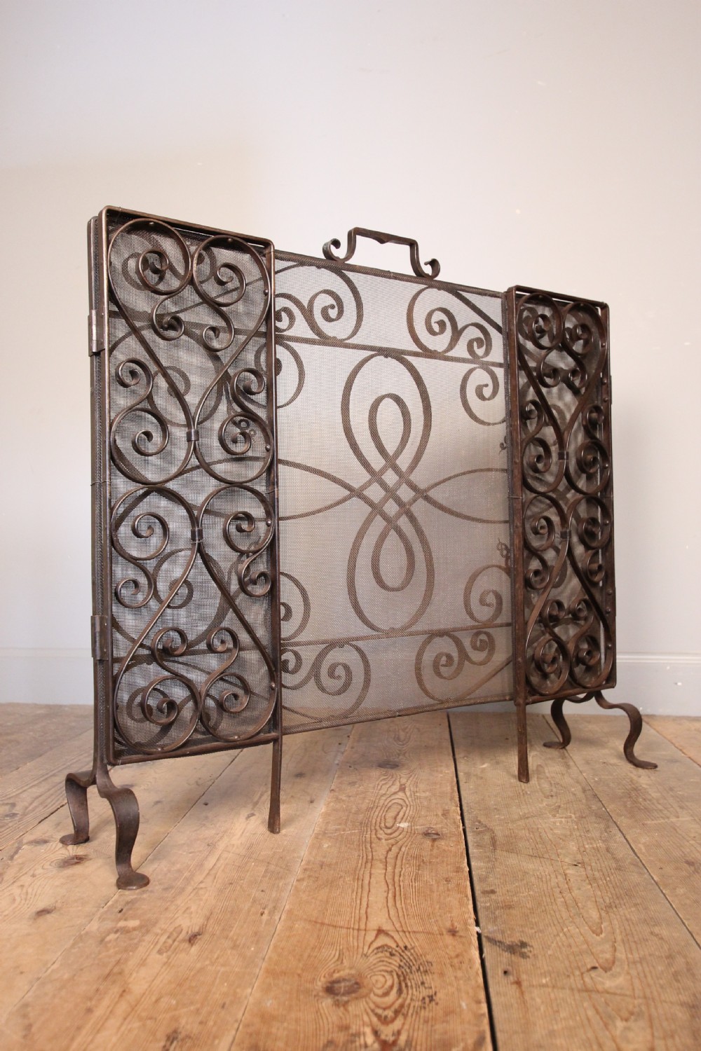 Stunning Edwardian Iron Fire Guard Screen View IX