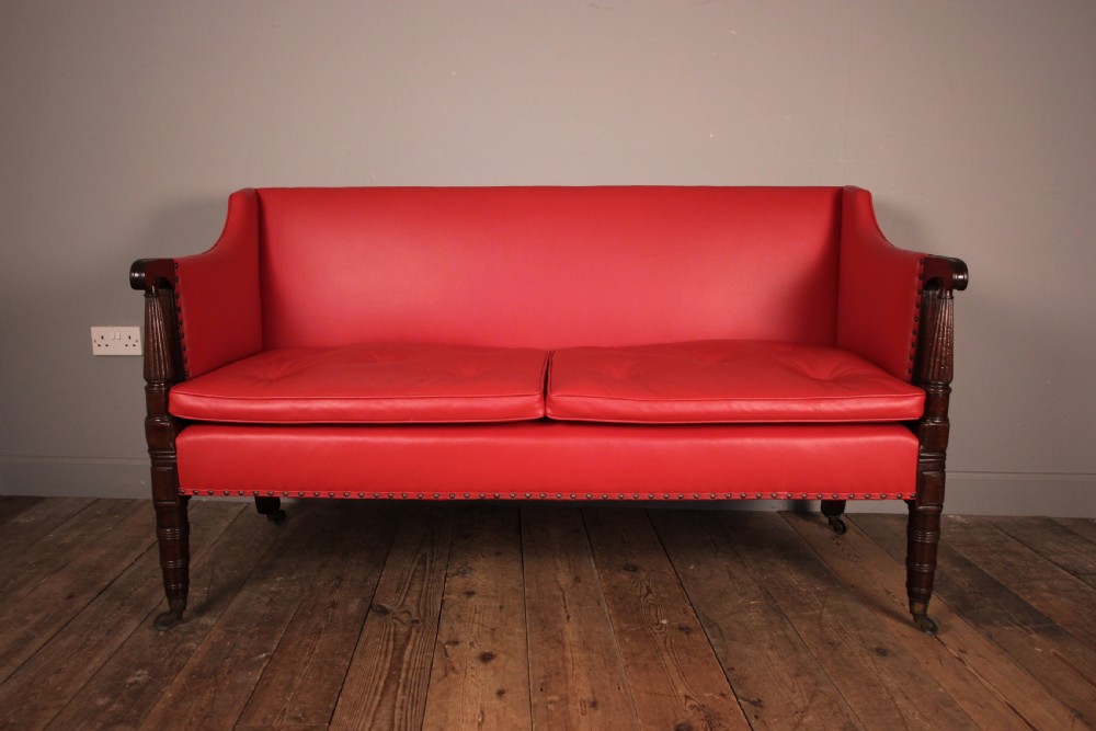 Small George IV Mahogany and Leather Sofa