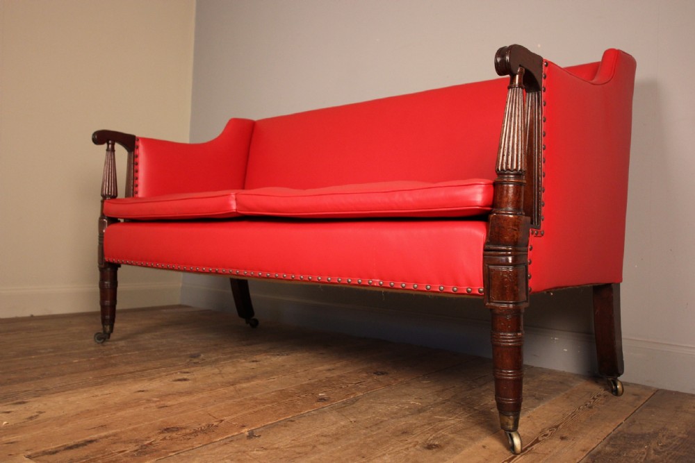 Small George IV Mahogany and Leather Sofa View II