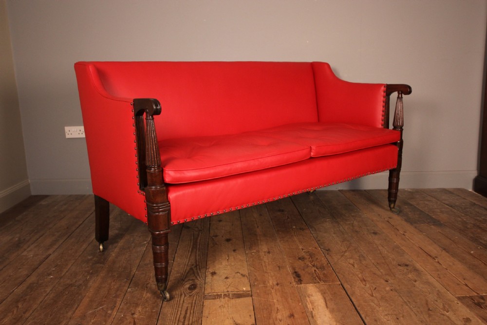 Small George IV Mahogany and Leather Sofa View III