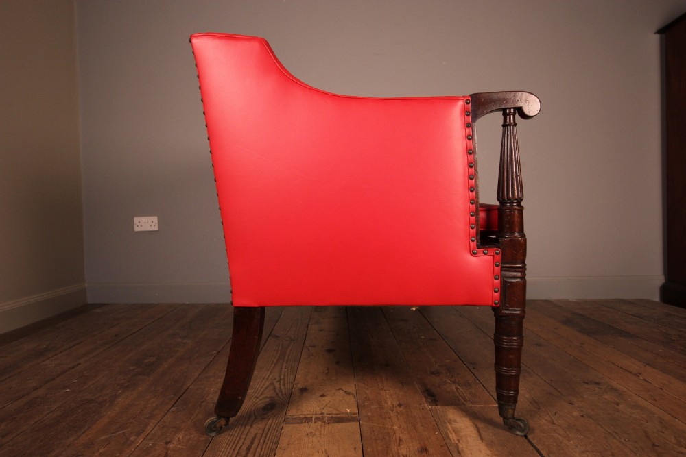 Small George IV Mahogany and Leather Sofa View V