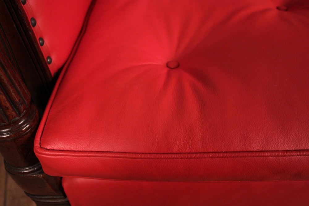 Small George IV Mahogany and Leather Sofa View VI