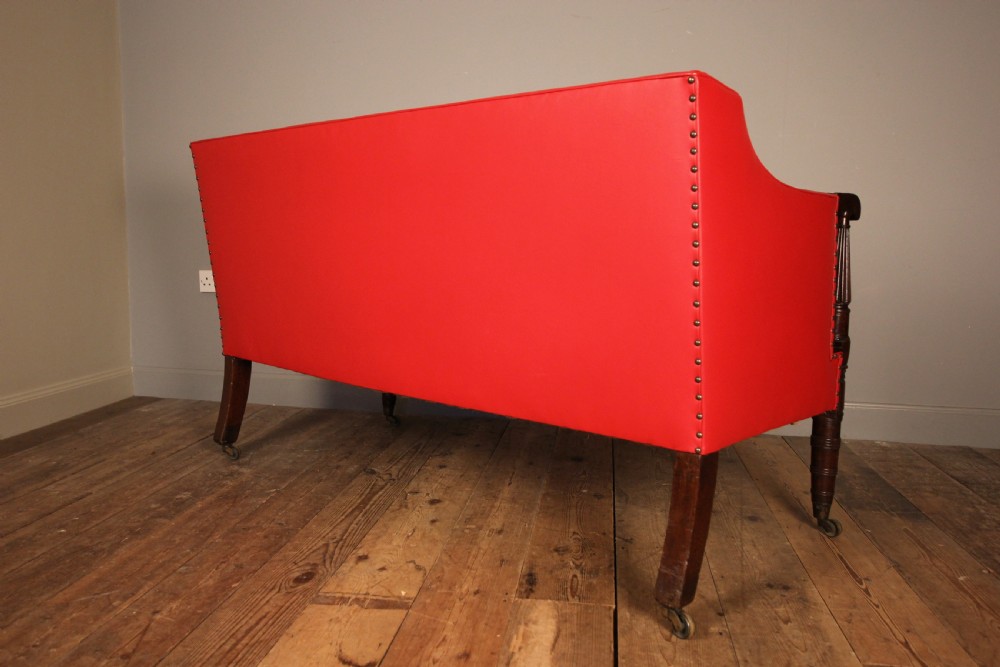 Small George IV Mahogany and Leather Sofa View VII