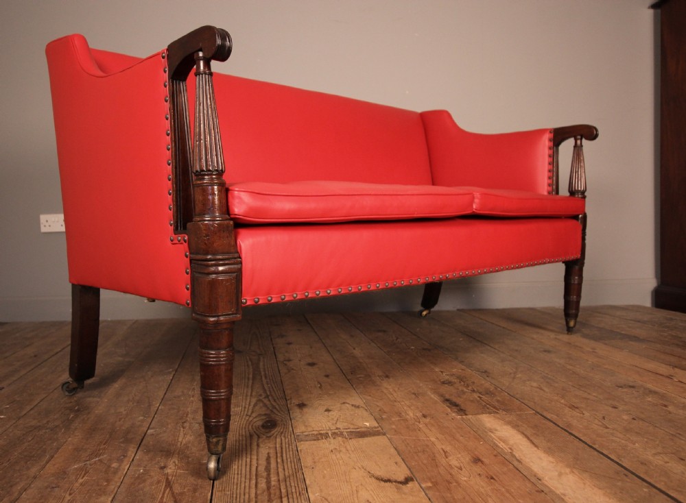 Small George IV Mahogany and Leather Sofa View VIII