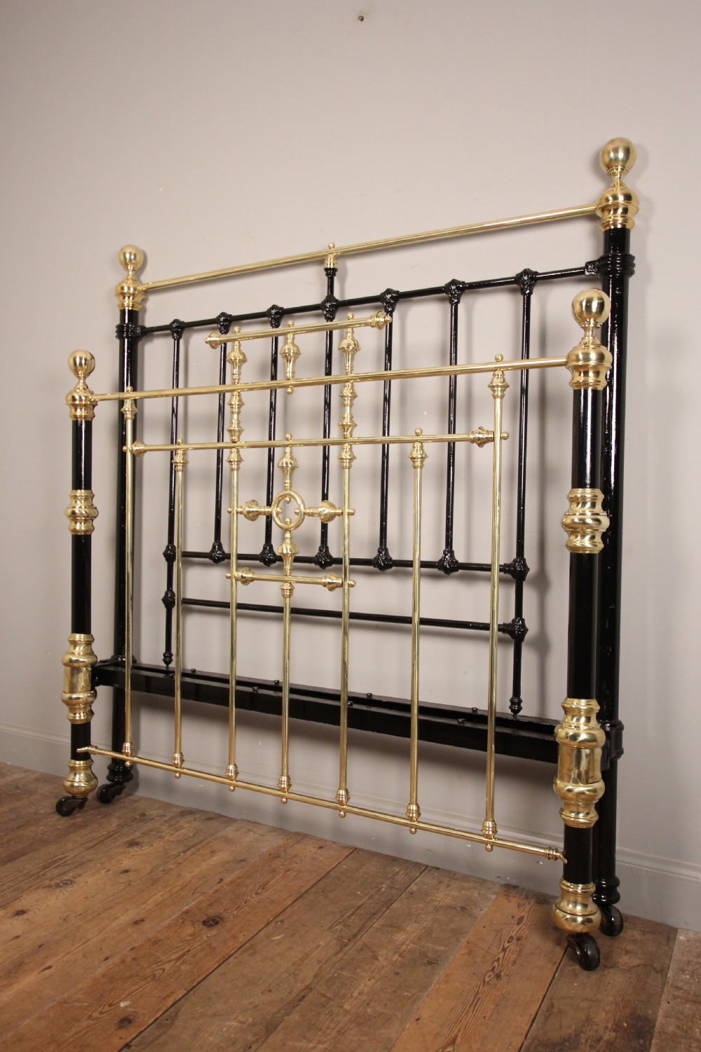 Victorian Brass & Cast Iron Double Bed (4 ft 6