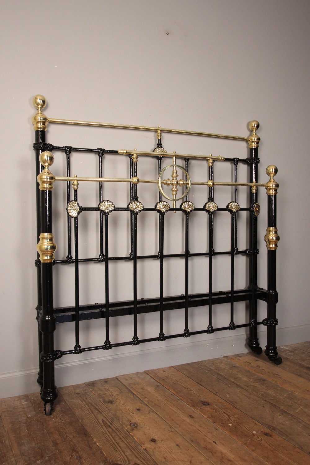 Victorian Brass and Cast Iron Double Bed (4 ft 6