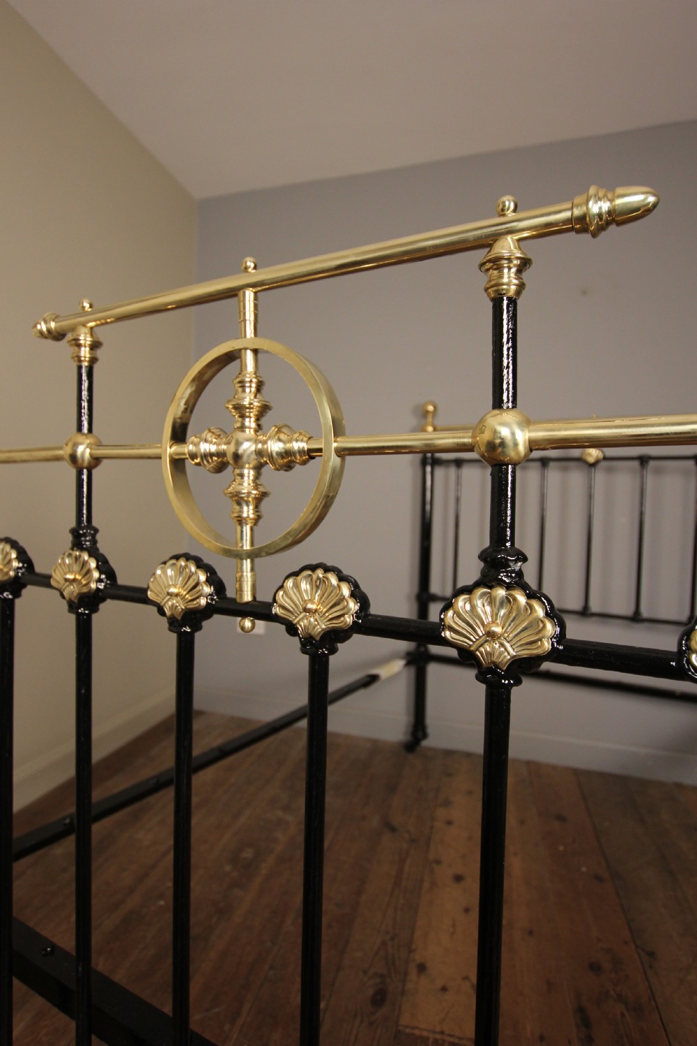 Victorian Brass and Cast Iron Double Bed (4 ft 6