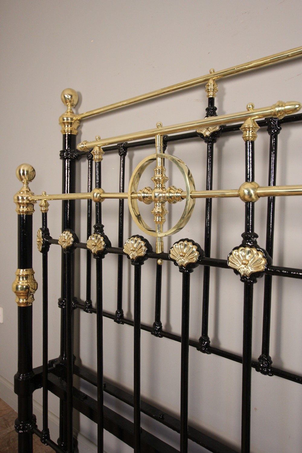 Victorian Brass and Cast Iron Double Bed (4 ft 6