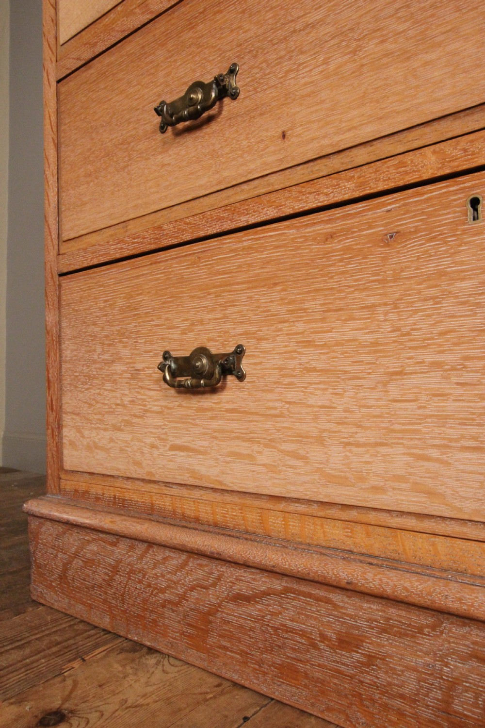 Edwardian Solid Limed Oak Chest of Drawers View IV