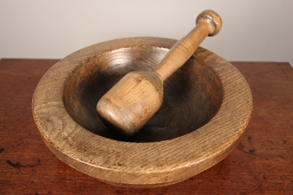Large Treen Ash Pestle and Mortar