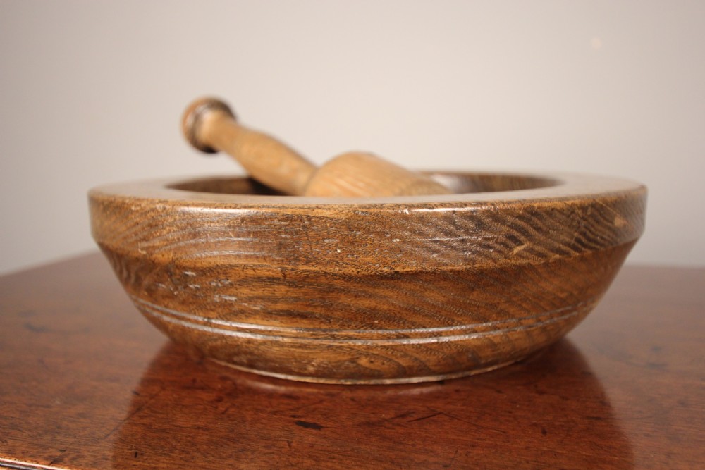 Large Treen Ash Pestle and Mortar View II