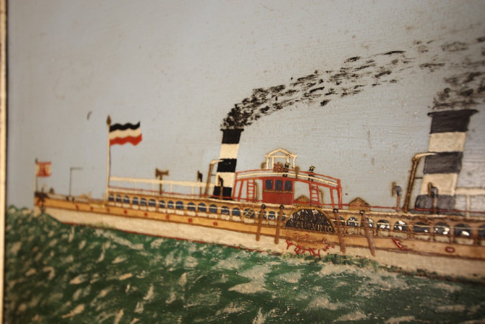 Naive Portrait of a Paddle Steamer - Oil on Tin View III