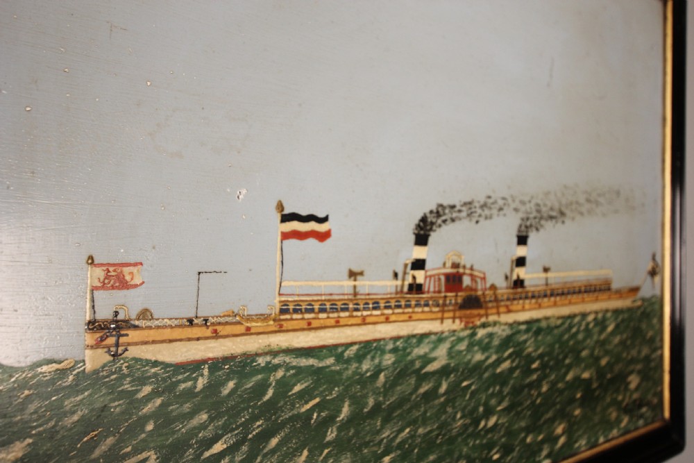 Naive Portrait of a Paddle Steamer - Oil on Tin View VII
