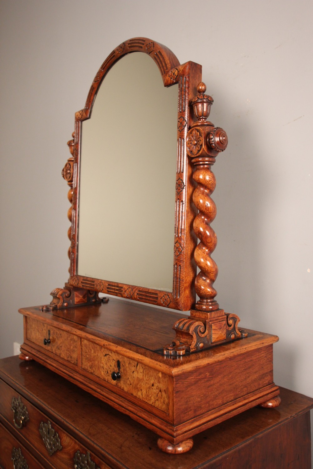 Superb Oak Gothic Table Mirror in the manner of Richard Bridgens View III