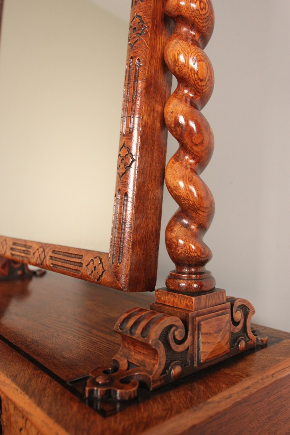 Superb Oak Gothic Table Mirror in the manner of Richard Bridgens View IV