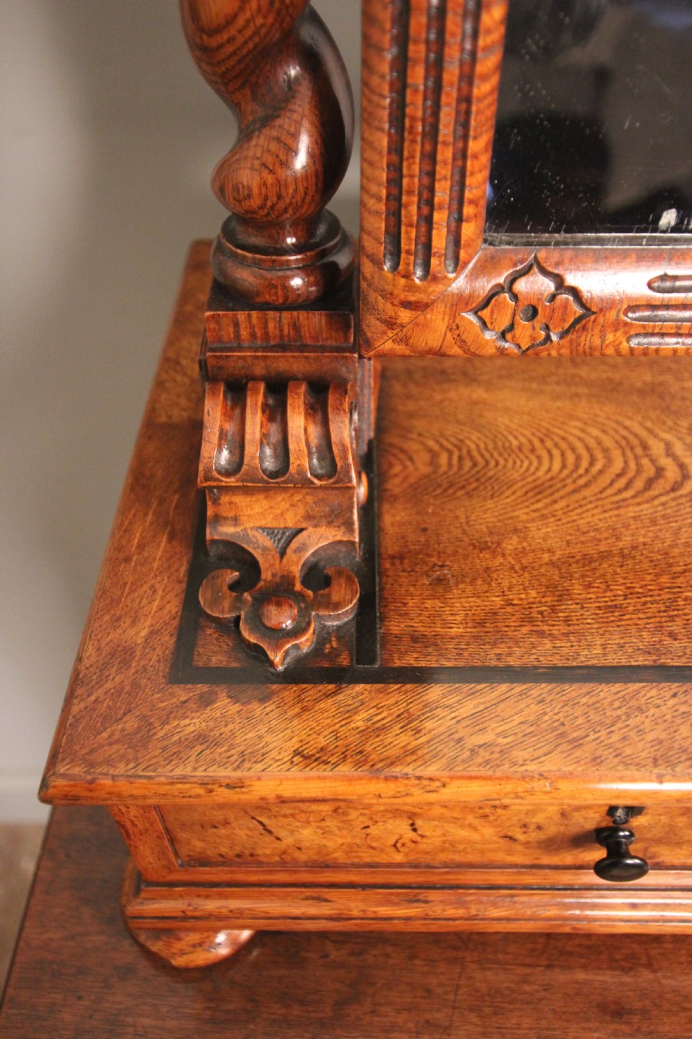 Superb Oak Gothic Table Mirror in the manner of Richard Bridgens View VIII