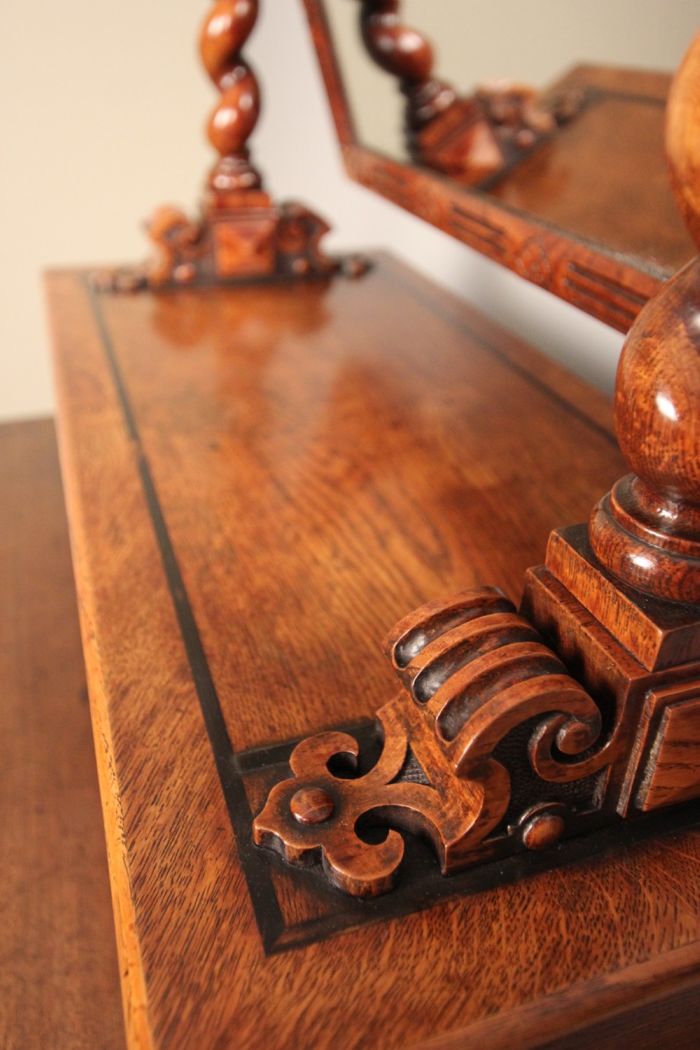 Superb Oak Gothic Table Mirror in the manner of Richard Bridgens View IX