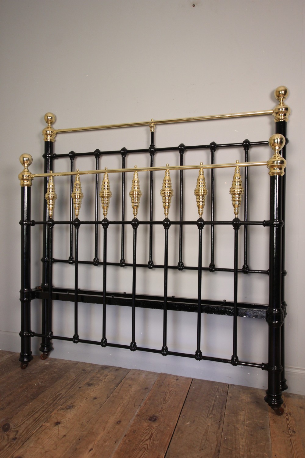 Victorian Brass Vase and Cast Iron Double Bed 4 ft 6