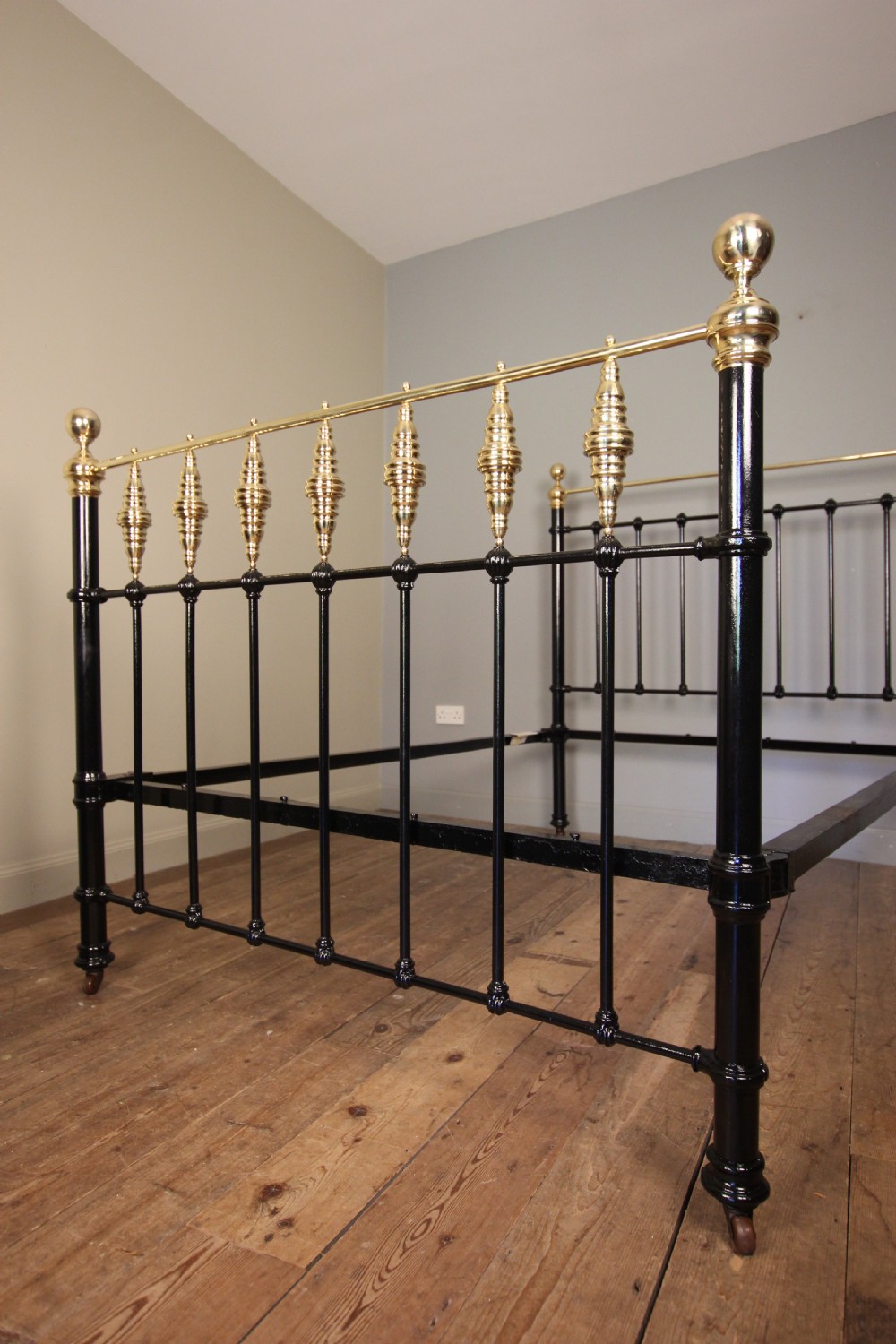 Victorian Brass Vase and Cast Iron Double Bed 4 ft 6