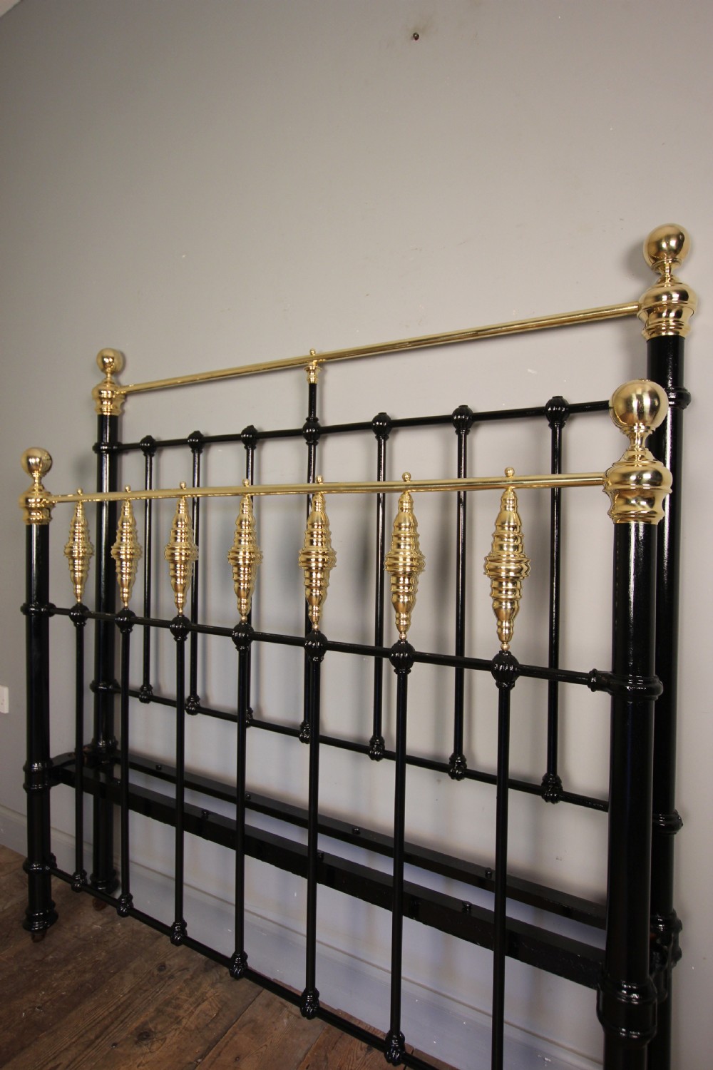 Victorian Brass Vase and Cast Iron Double Bed 4 ft 6