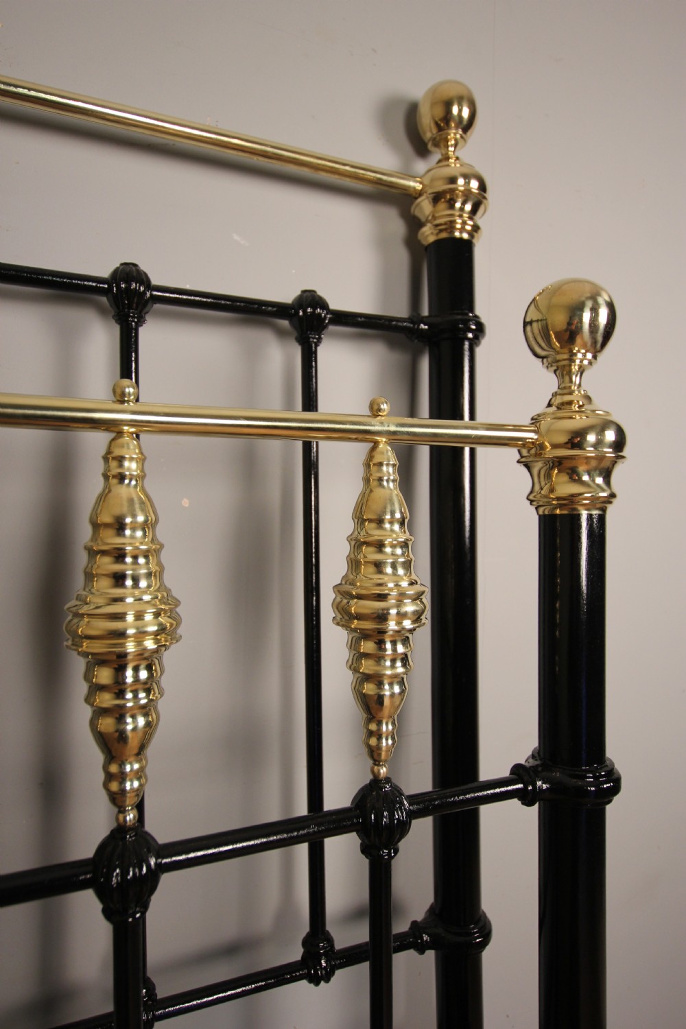 Victorian Brass Vase and Cast Iron Double Bed 4 ft 6