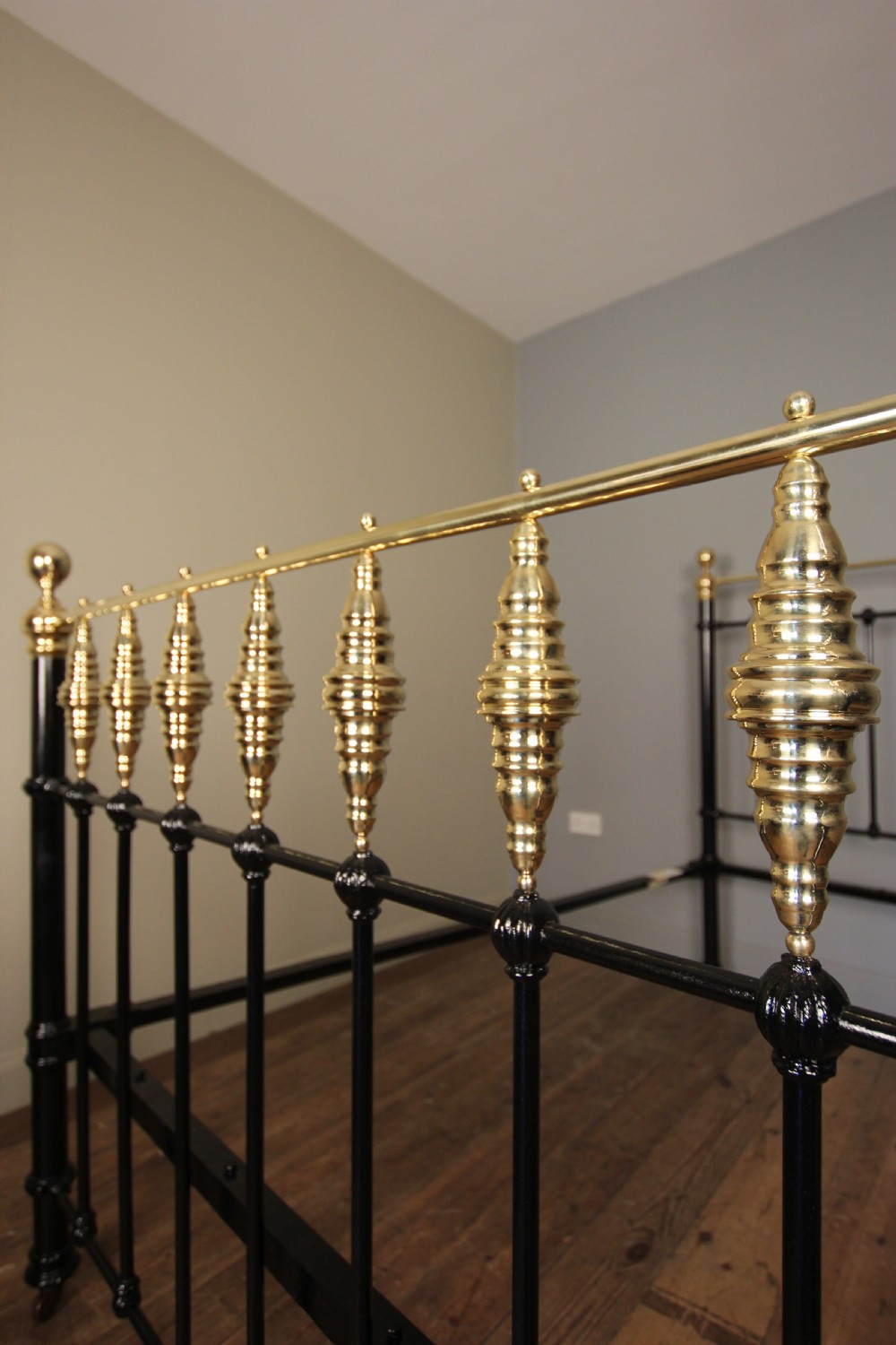 Victorian Brass Vase and Cast Iron Double Bed 4 ft 6