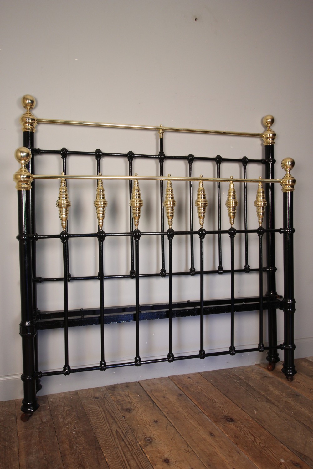 Victorian Brass Vase and Cast Iron Double Bed 4 ft 6