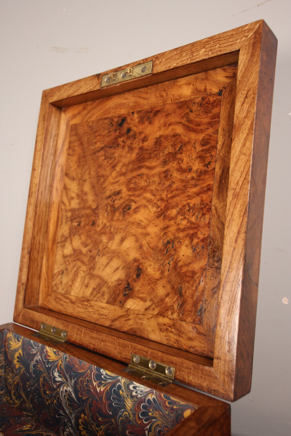 Superb 19th C. Pollard Oak Deed Box  View V