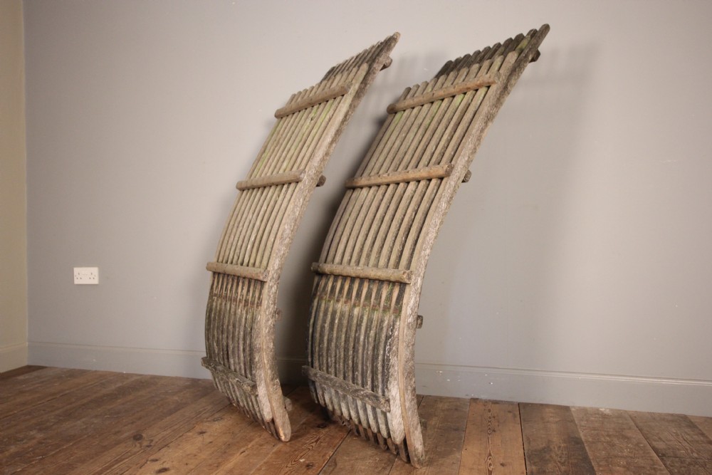 Stylish Pair of 1920's Teak Garden Lounger Chairs View VI