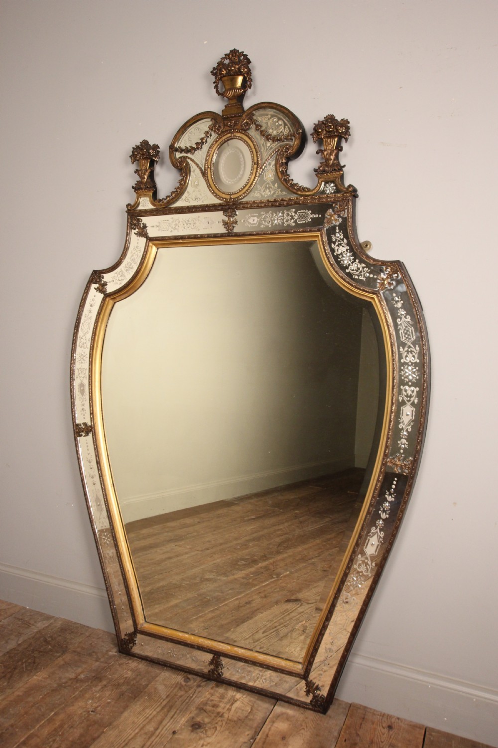 Outstanding Large 19th C Venetian Ormolu Mirror