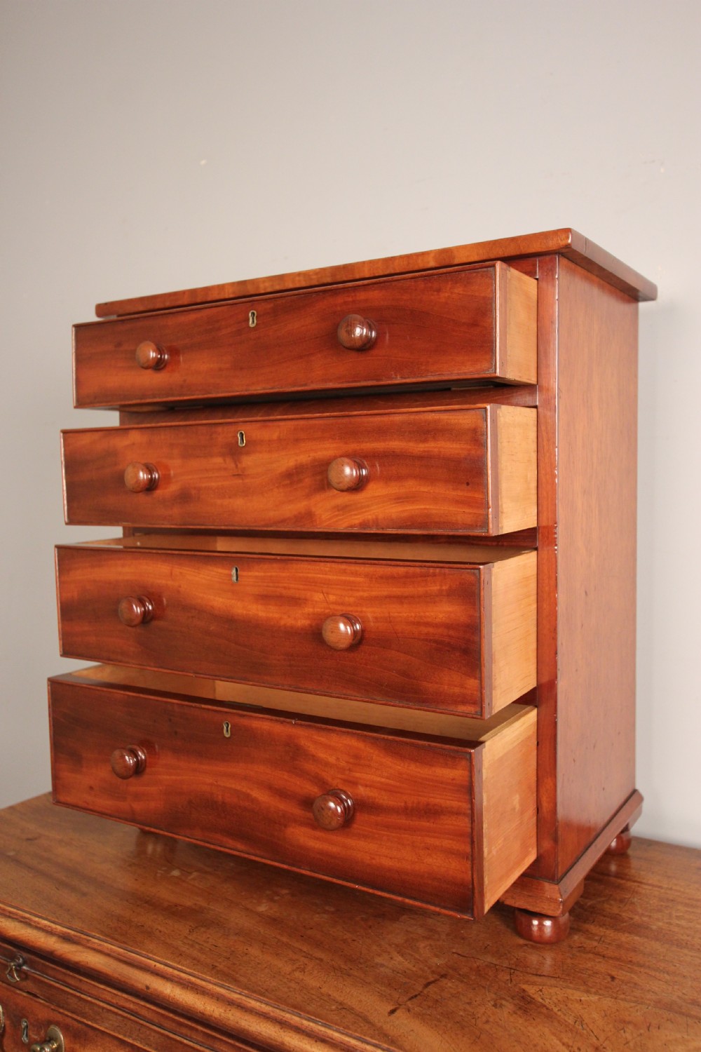 Super Quality 19th C Mahogany Apprentice Chest of Drawers View III