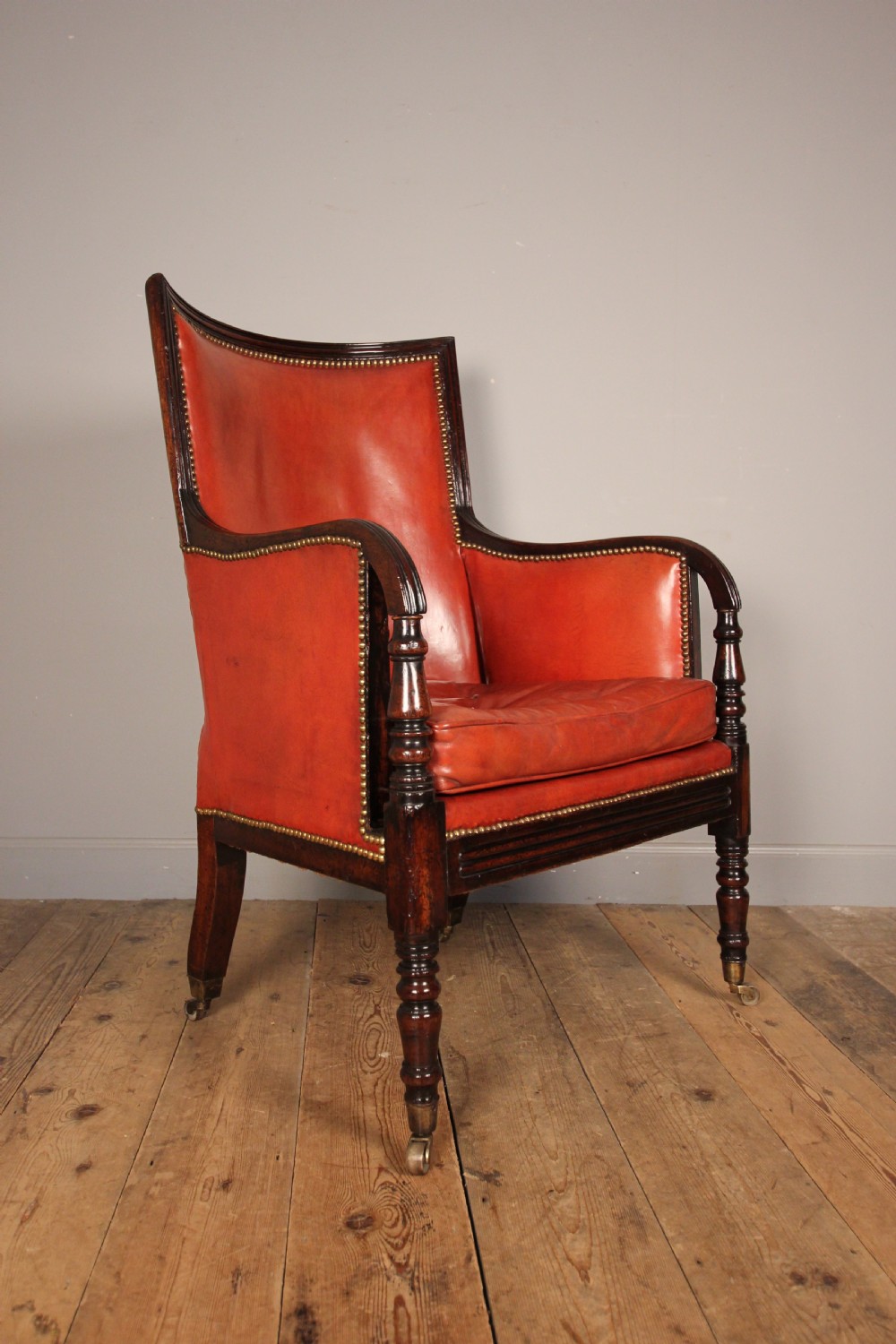 George IV Mahogany Leather Library Chair View II