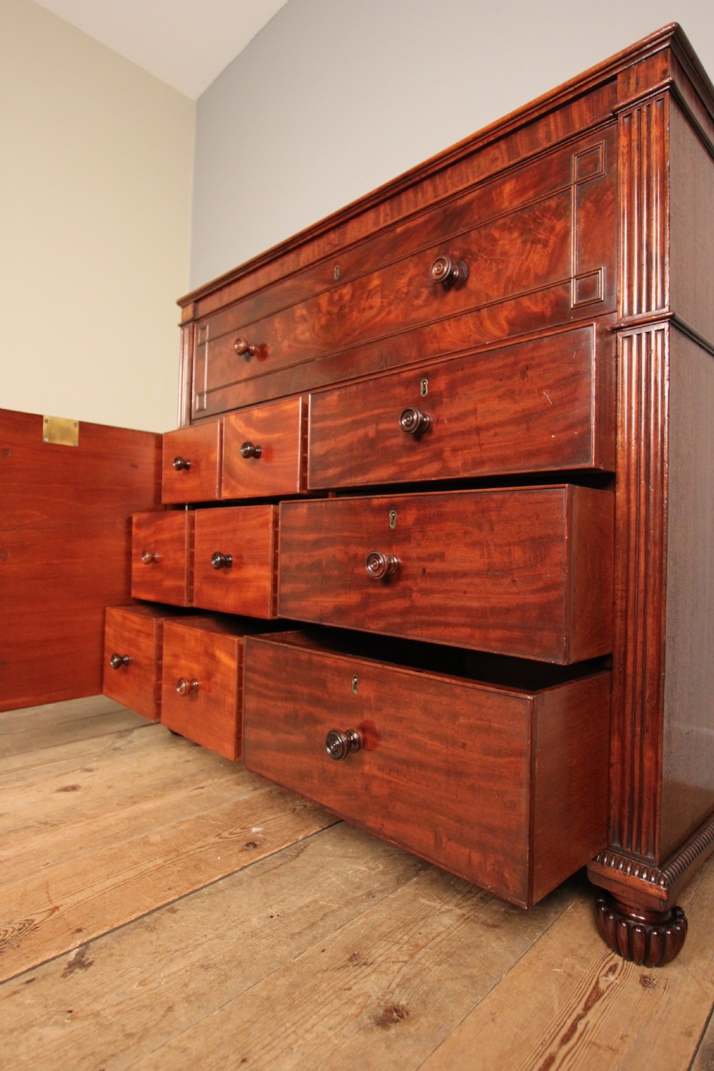 Superb Gillows George IV Mahogany Secretaire Chest of Drawers of Country House Proportions
