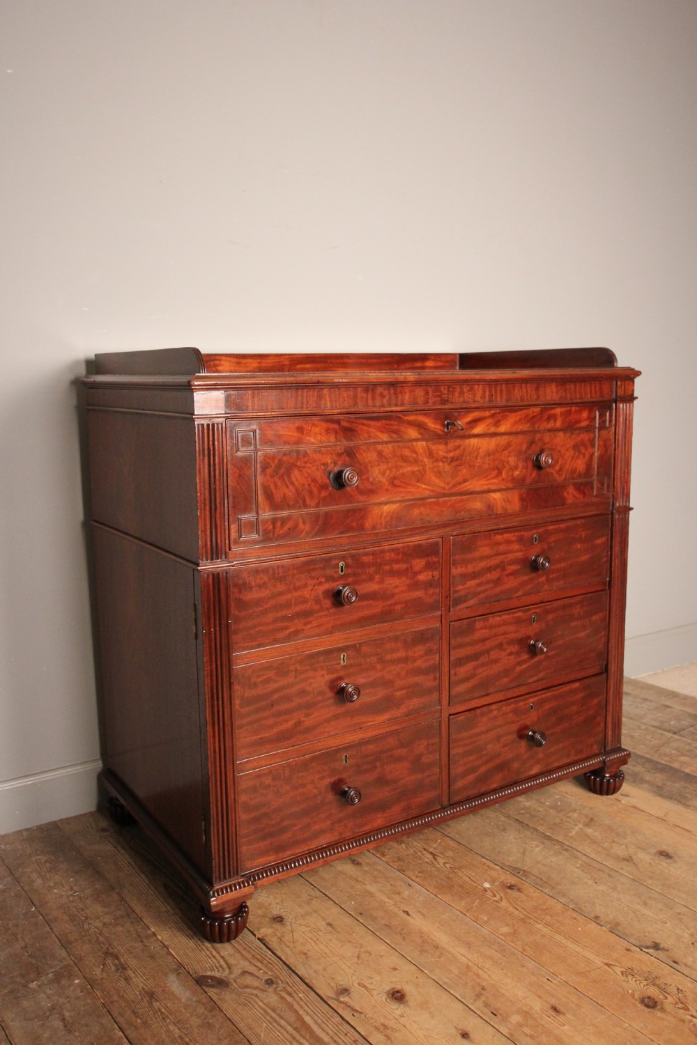 Superb Gillows George IV Mahogany Secretaire Chest of Drawers of Country House Proportions View II
