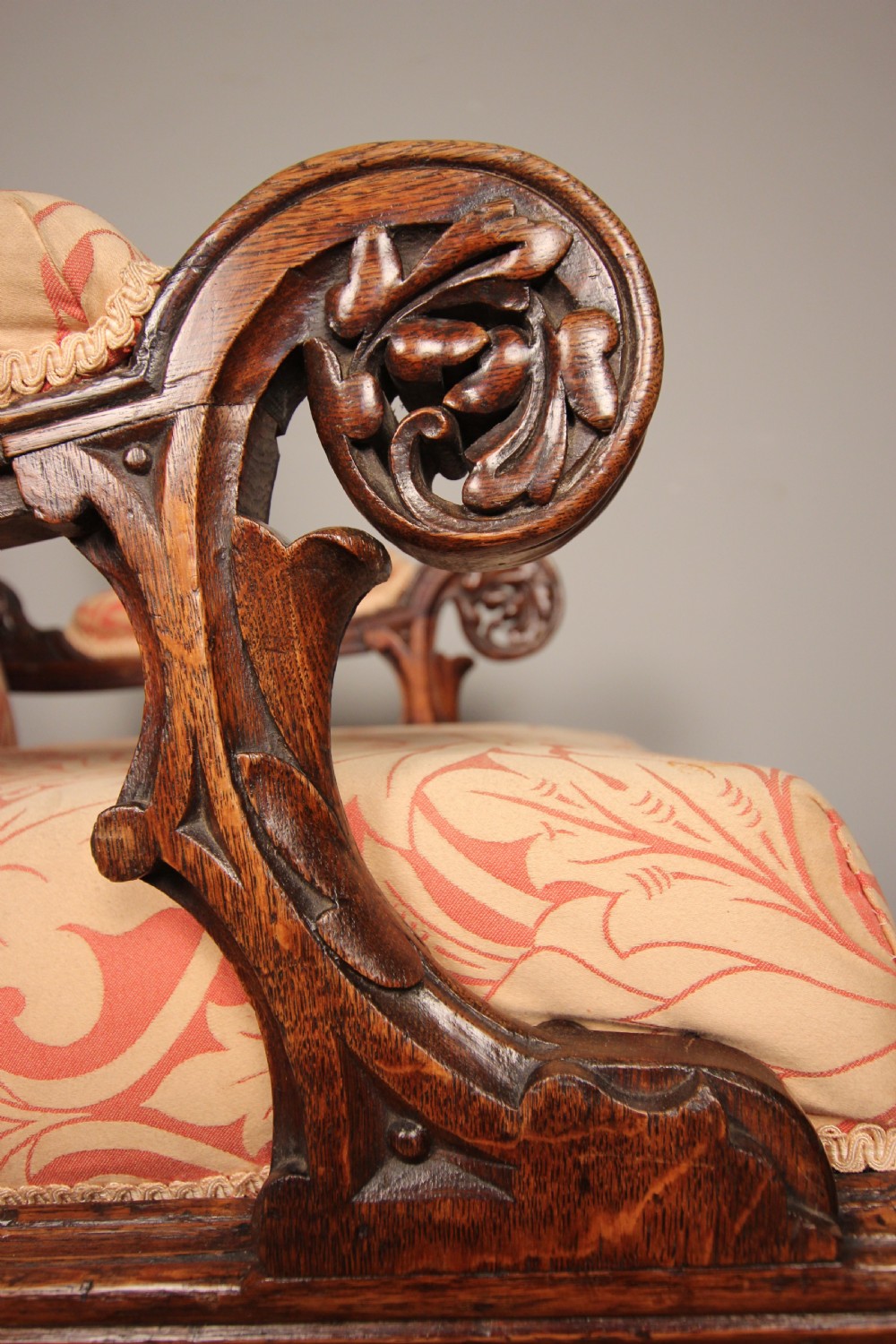 Impressive 19th C Gothic Pugin Oak Armchair View V