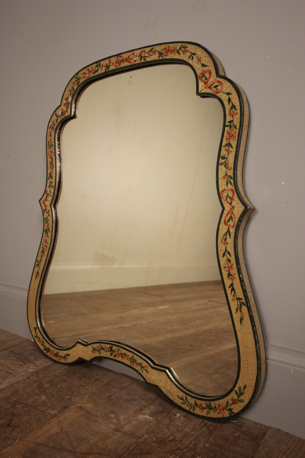 Pretty Edwardian Original Hand Painted Mirror