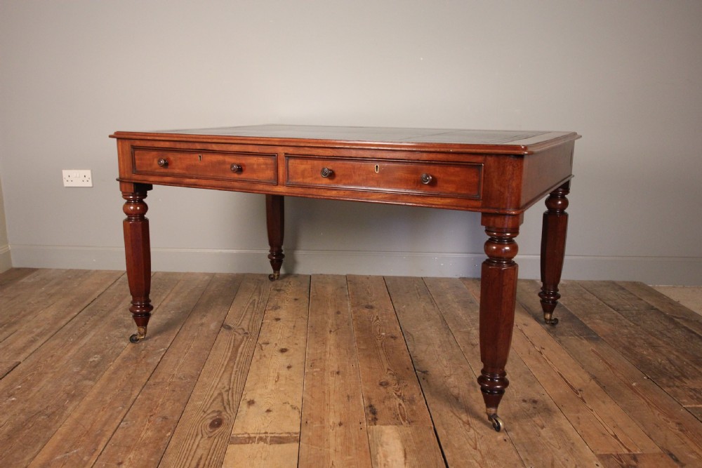 19th C Mahogany Library Partners Desk