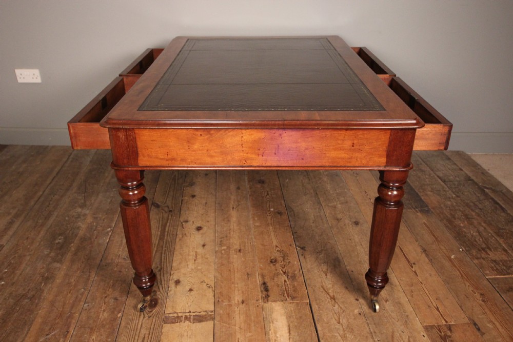 19th C Mahogany Library Partners Desk View VII