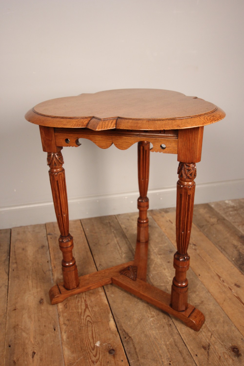 Arts and Crafts Oak Trefoil Table View II
