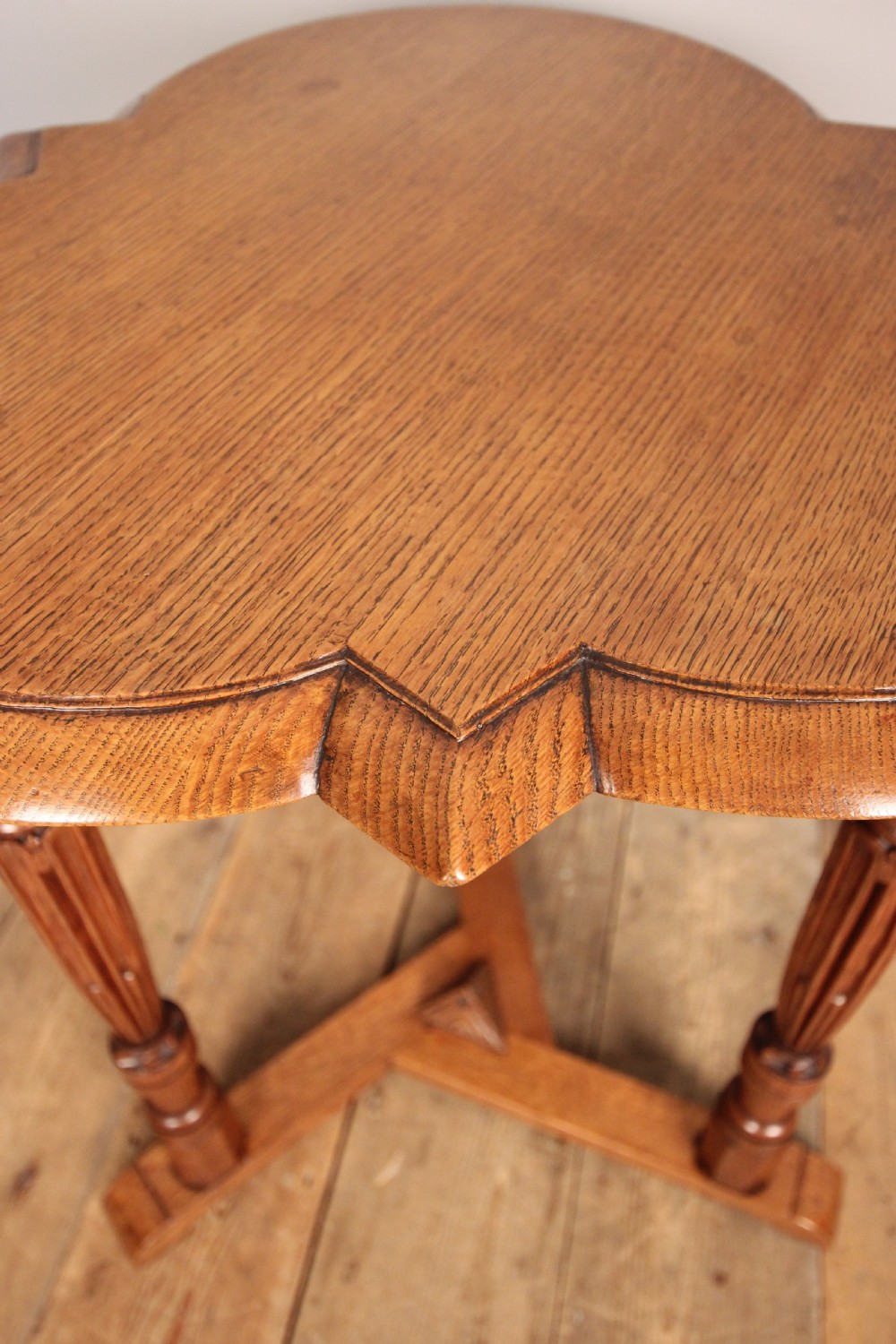 Arts and Crafts Oak Trefoil Table View IV