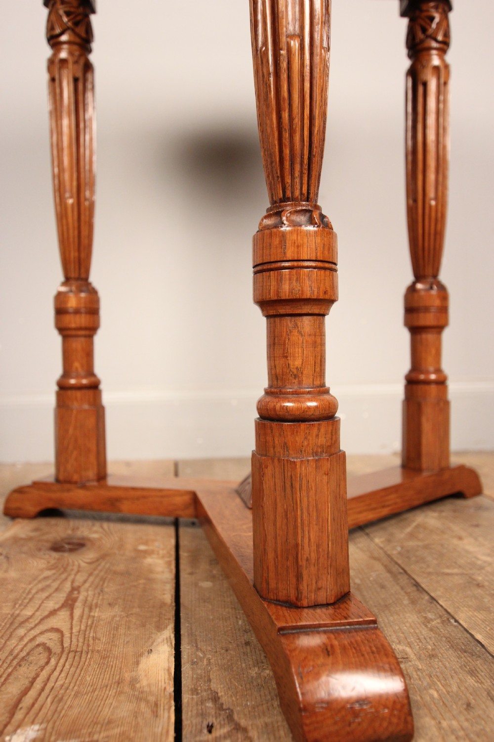 Arts and Crafts Oak Trefoil Table View VI